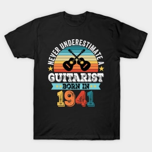 Guitarist born 1941 80th Birthday Guitar Gift Dad T-Shirt